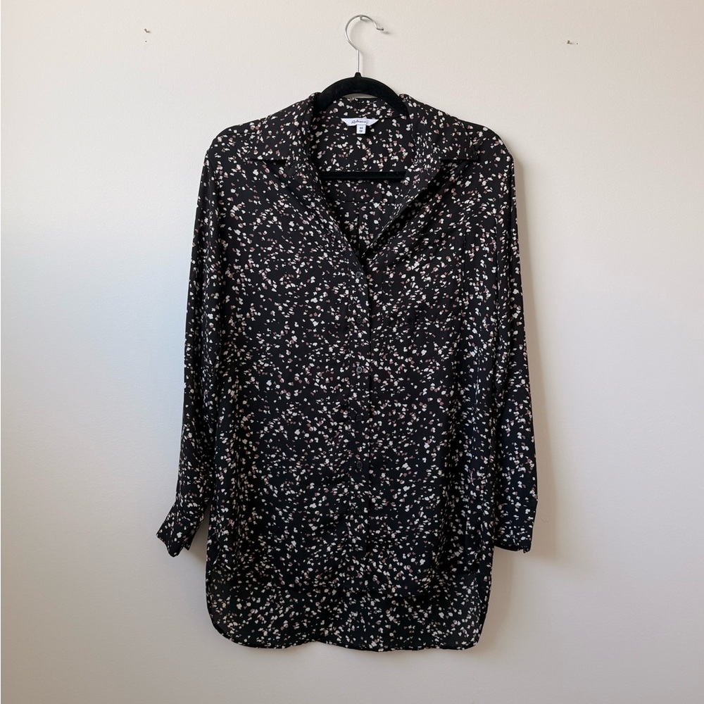 Reitmans White/Pink Patterned Long Sleeve Blouse